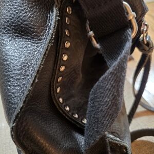 The Sak Black Leather Shoulder Bag with Silver Studs